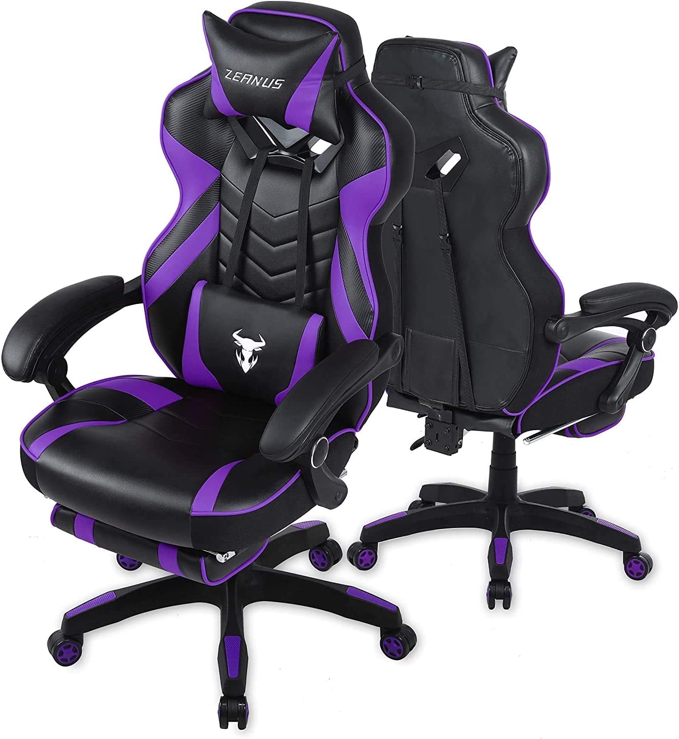 Purple Gaming Chair Reclining Computer Chair with Footrest High Back Gamer Chair with Massage Large Computer Gaming Chair Racing Style Chair for Gaming Big and Tall Gaming Chairs for Adult