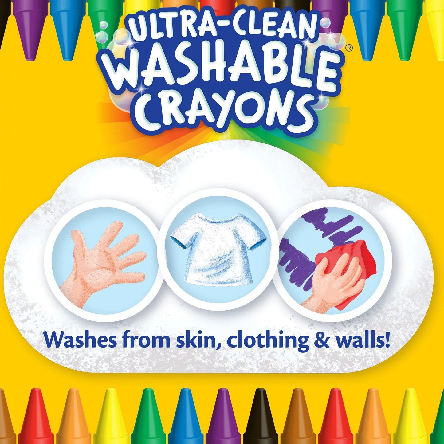 Ultra-Clean Washable Crayons, 24 Ct, Back to School Supplies for Kids, Art Supplies