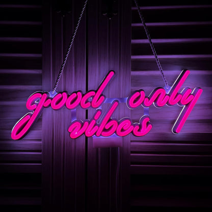 Good Vibes Only Neon Sign, Art Wall Lights, Night Light, for Beer Bar Club Bedroom Windows Glass Hotel Pub Cafe Wedding Birthday Party Gifts_Pink