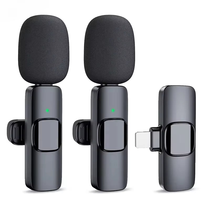 Basix 2.4G Wireless Lavalier Microphone Portable Audio Video Recording Mini Mic for Iphone Android Live Broadcast Gaming Phone