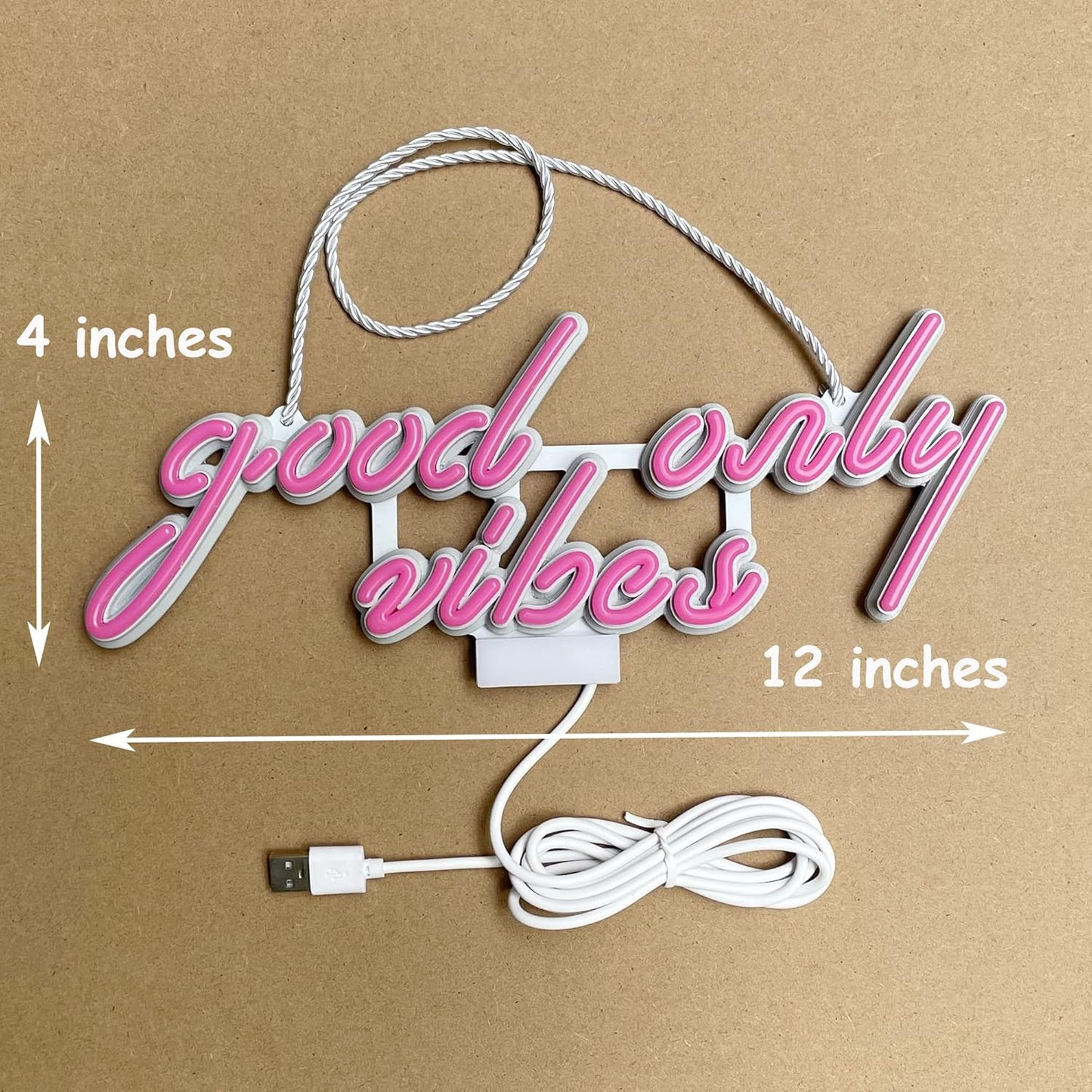 Good Vibes Only Neon Sign, Art Wall Lights, Night Light, for Beer Bar Club Bedroom Windows Glass Hotel Pub Cafe Wedding Birthday Party Gifts_Pink