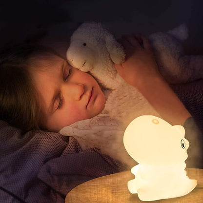 Night Light for Kids, Cute Silicone Dinosaur Night Light with Brightness, 7 Colors Kawaii Touch Lamp for Bedroom, Girls and Boys, Toddler, Nursery, Baby Gifts, Rechargeable